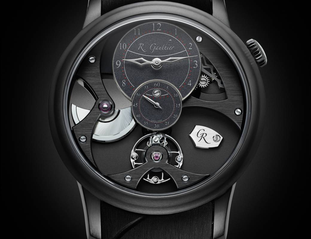 Romain Gauthier Insight Micro-Rotor Black Titanium black enamel dial rubber strap 1