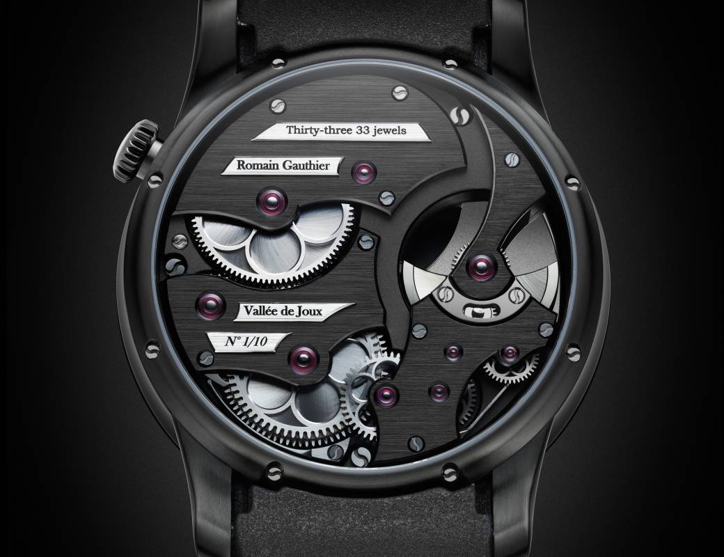 Romain Gauthier Insight Micro-Rotor Black Titanium black enamel dial rubber strap 2