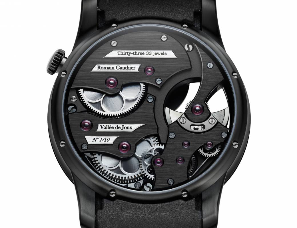 Romain Gauthier Insight Micro-Rotor Black Titanium black enamel dial rubber strap 4