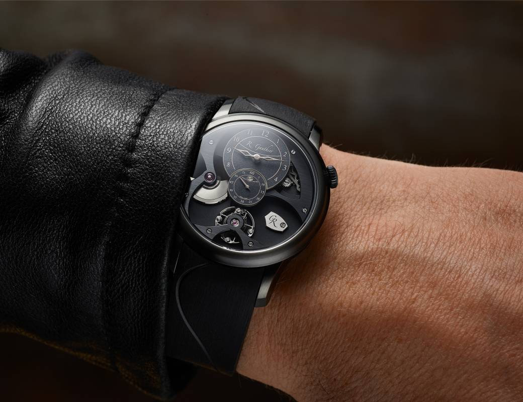 Romain Gauthier Insight Micro-Rotor Black Titanium black enamel dial rubber strap 6