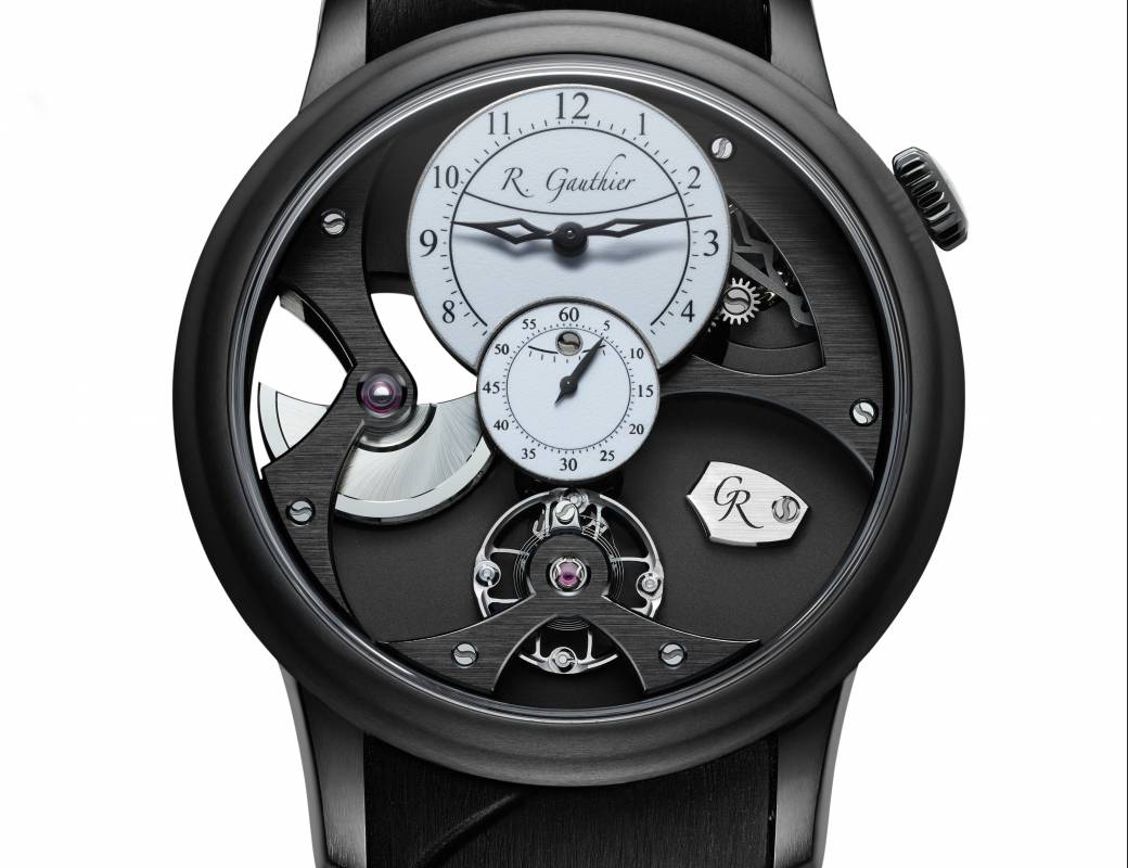 Romain Gauthier Insight Micro-Rotor Black Titanium white enamel dial rubber strap 3