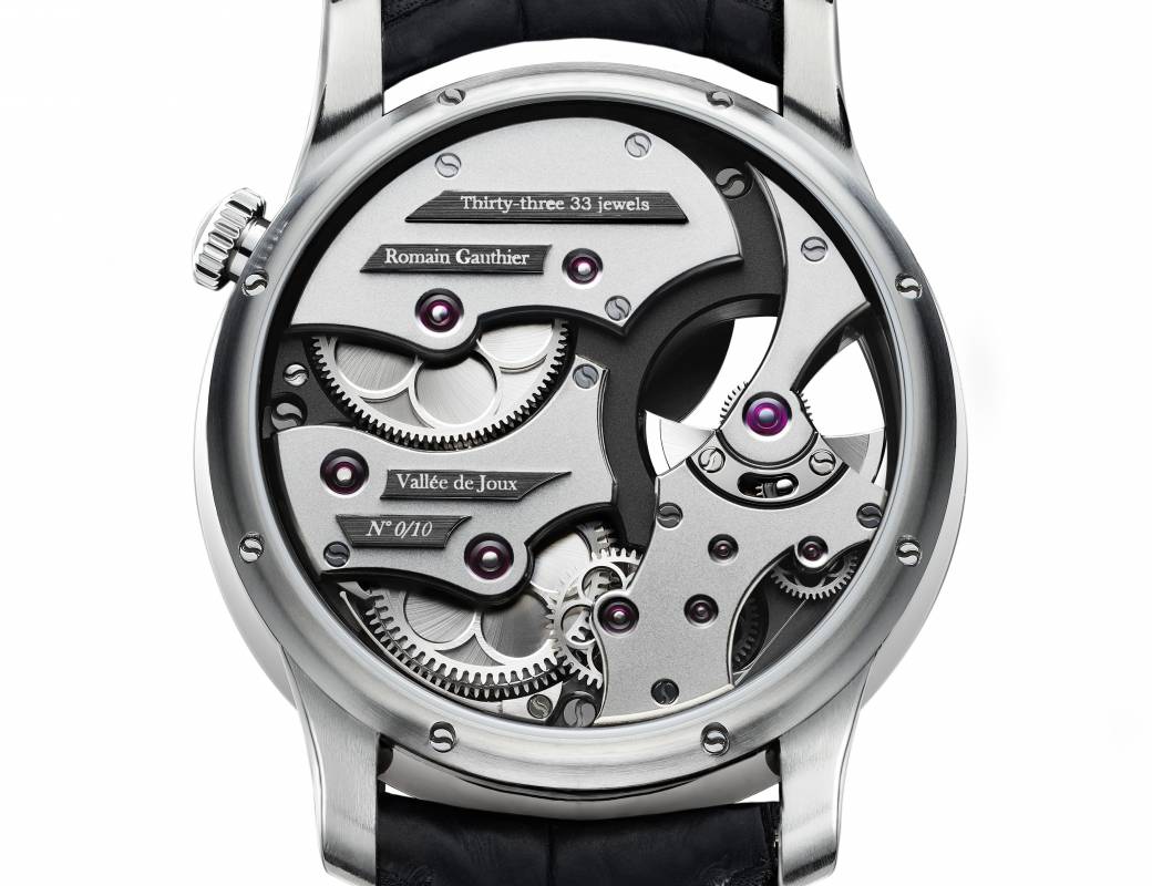 Romain Gauthier Insight Micro-Rotor Natural Titanium blue enamel dial leather strap 4