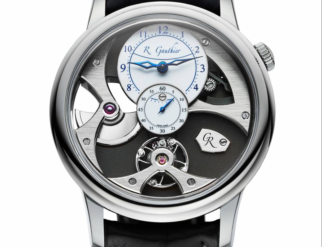 Romain Gauthier Insight Micro-Rotor Natural Titanium white enamel dial leather strap 3