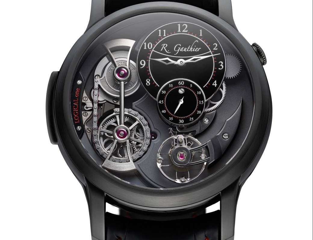 Romain Gauthier Logical One Black Titanium black enamel dial red accents 4