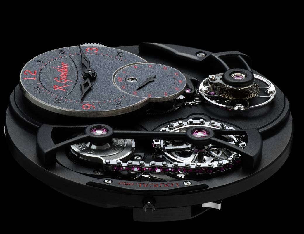 Romain Gauthier Logical One Enraged red accents movement close-up 11
