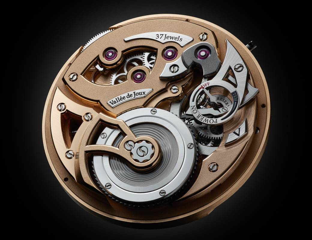 Romain Gauthier Logical One white gold white enamel dial movement close-up 15